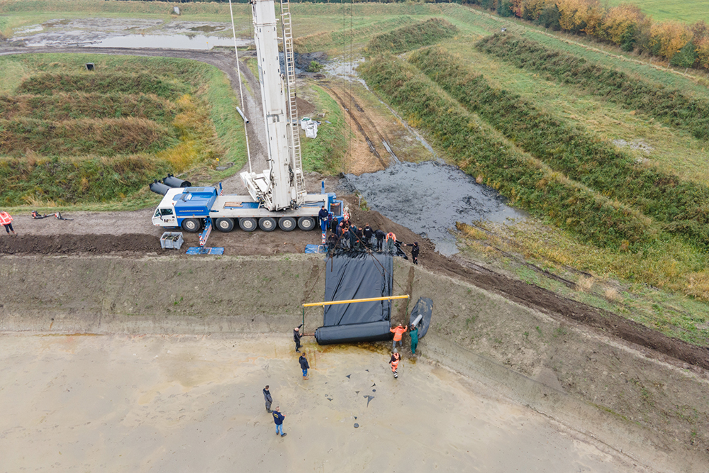 Uitdagend maatwerk folie voor bassin voor opvang hemelwater van vakantiepark